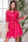 Короткий кружевной халат-кимоно розовый Taylor