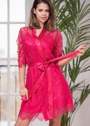 

	Короткий кружевной халат-кимоно розовый Taylor
	
 Домашняя одежда на каждый день Флоранж