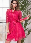Короткий кружевной халат-кимоно розовый Taylor