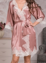 

	Короткий розовый халат из шелка  Marilin
	
 Шелковые халаты Флоранж